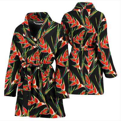 Heliconia Pattern Print Design HL010 Women Bathrobe