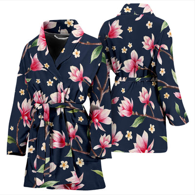 Magnolia Pattern Print Design MAG09 Women Bathrobe