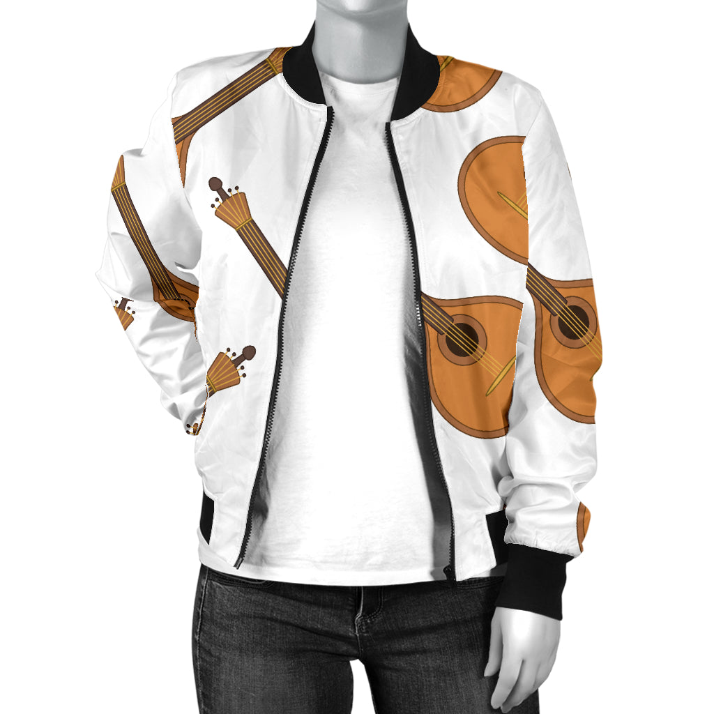 Mandolin Pattern Print Design 01 Women's Bomber Jacket