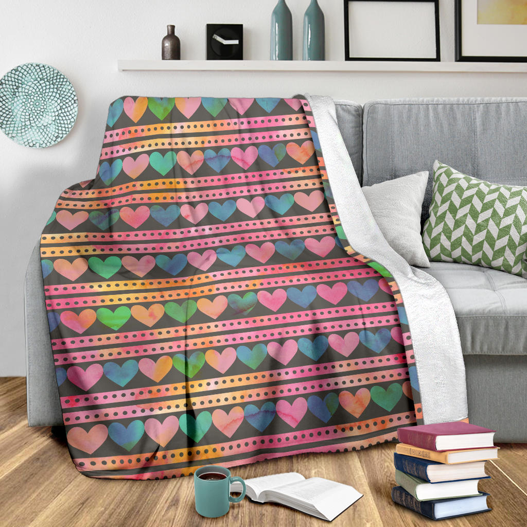 Heart Pattern Print Design HE010 Fleece Blanket