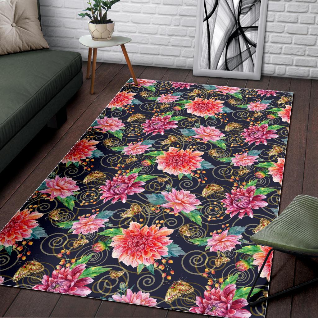 Dahlia Pattern Print Design DH02 Area Rugs