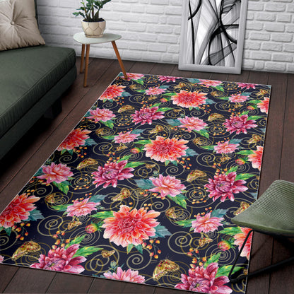 Dahlia Pattern Print Design DH02 Area Rugs