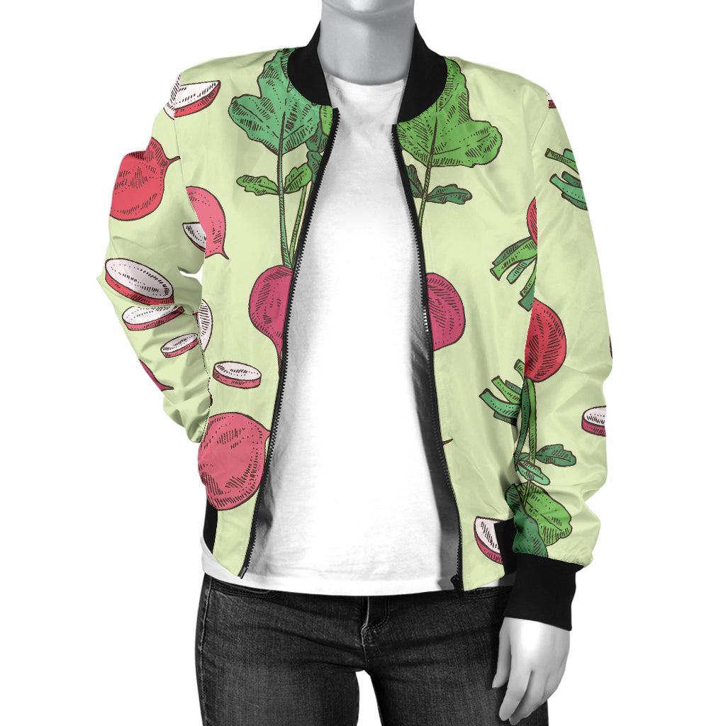 Radish Pattern Print Design A04 Women's Bomber Jacket