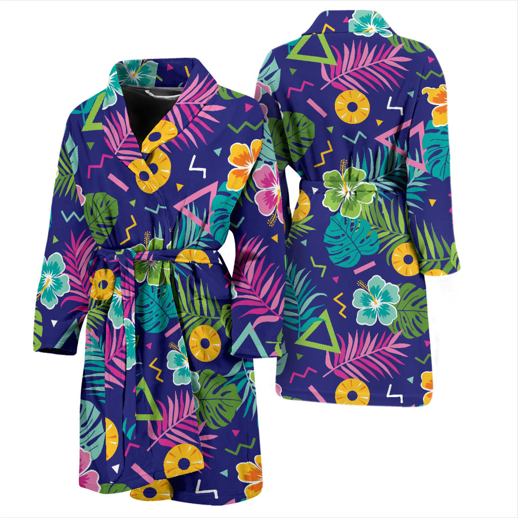 Hawaiian Themed Pattern Print Design H014 Men Bathrobe