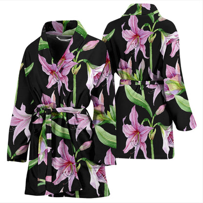 Amaryllis Pattern Print Design AL08 Women Bathrobe