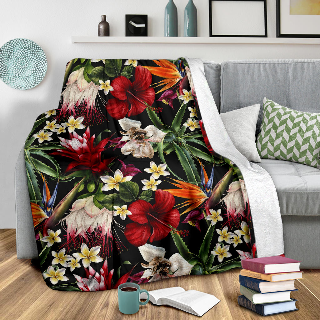 Summer Floral Pattern Print Design SF03 Fleece Blanket