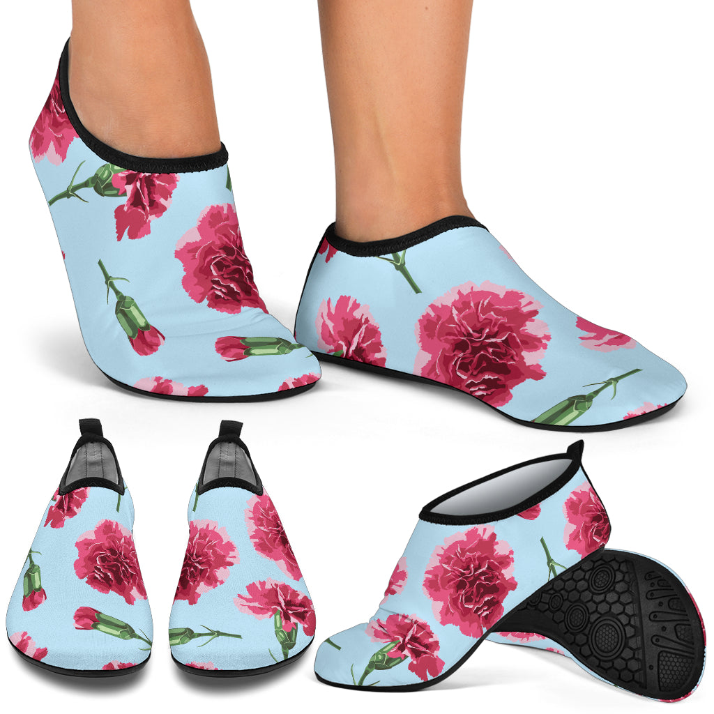Carnations Pattern Print Design CN01 Aqua Water Shoes