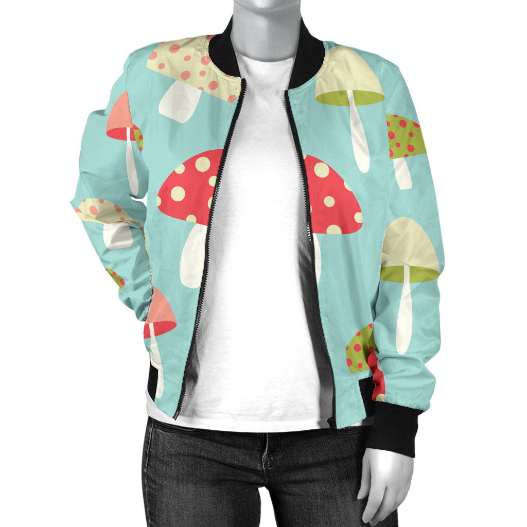 Mushroom Pattern Print Design A01 Women's Bomber Jacket