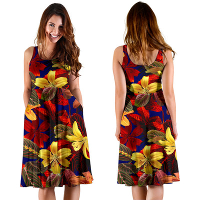 Lily Pattern Print Design LY014 Midi Dress