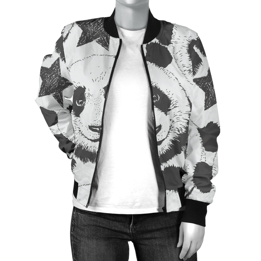 Panda Pattern Print Design A02 Women's Bomber Jacket