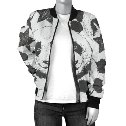 Panda Pattern Print Design A02 Women's Bomber Jacket