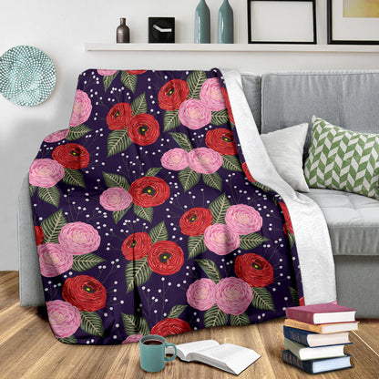 Camellia Pattern Print Design CM02 Fleece Blanket