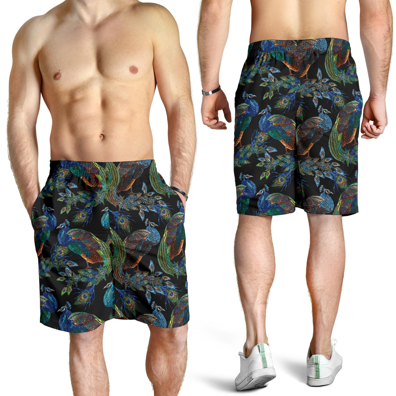 Peacock Pattern Print Design A04 Mens Shorts