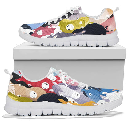 Colorful Horse Pattern Sneakers White Bottom Shoes
