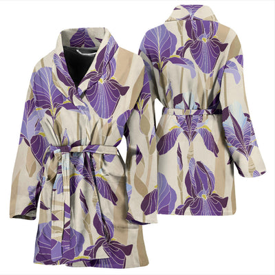 Iris Pattern Print Design IR02 Women Bathrobe