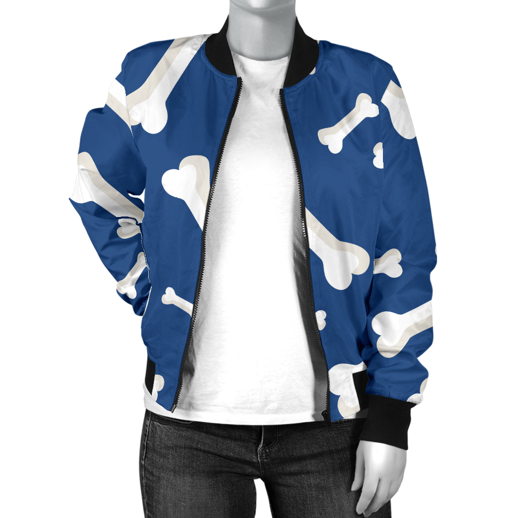 Dog Bone Pattern Print Design 03 Women's Bomber Jacket