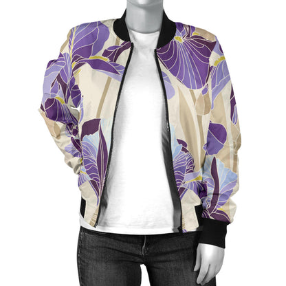 Iris Pattern Print Design IR02 Women Bomber Jacket