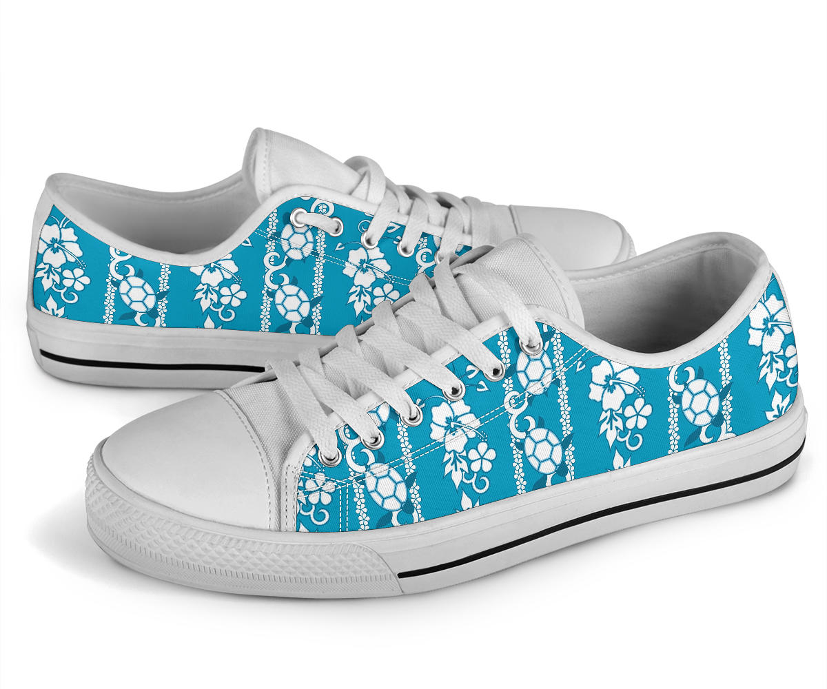 Hawaiian Themed Pattern Print Design H025 White Bottom Low Top Shoes