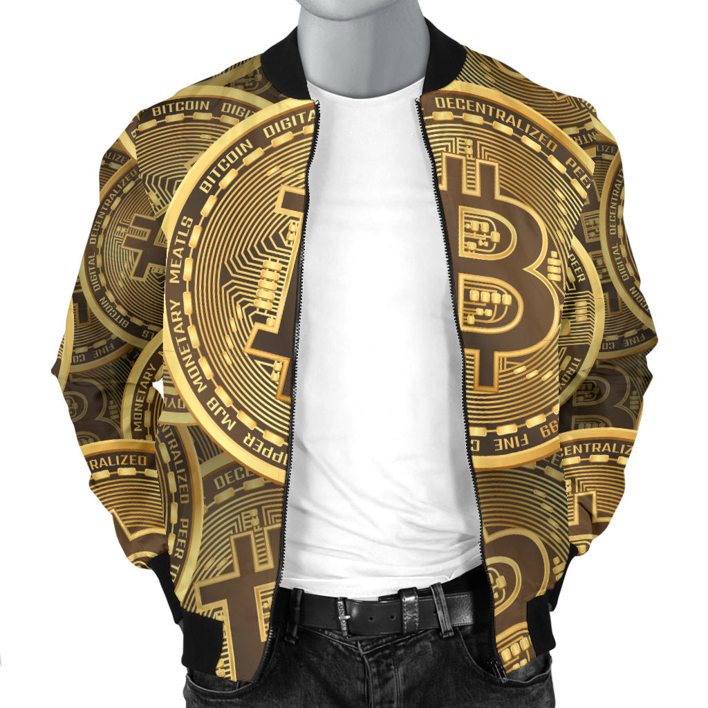 Bitcoin Pattern Print Design DO01 Men Bomber Jacket