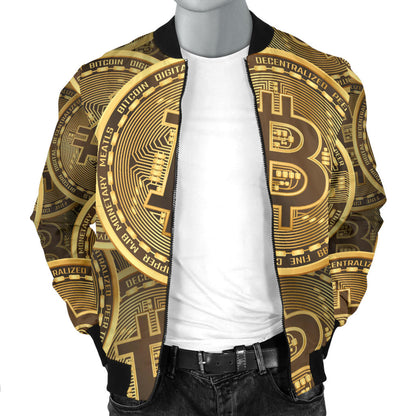 Bitcoin Pattern Print Design DO01 Men Bomber Jacket