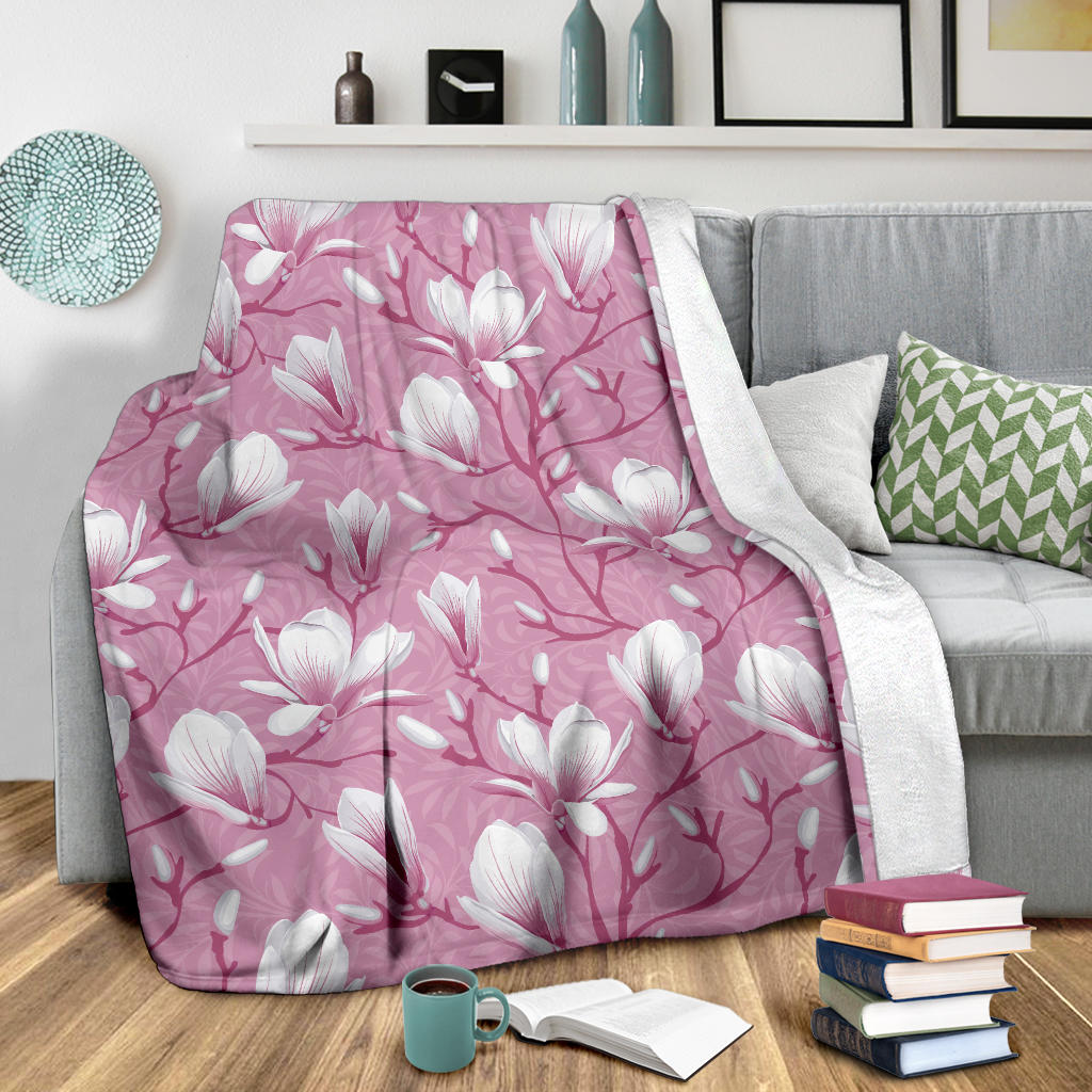 Magnolia Pattern Print Design MAG05 Fleece Blanket