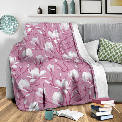 Magnolia Pattern Print Design MAG05 Fleece Blanket