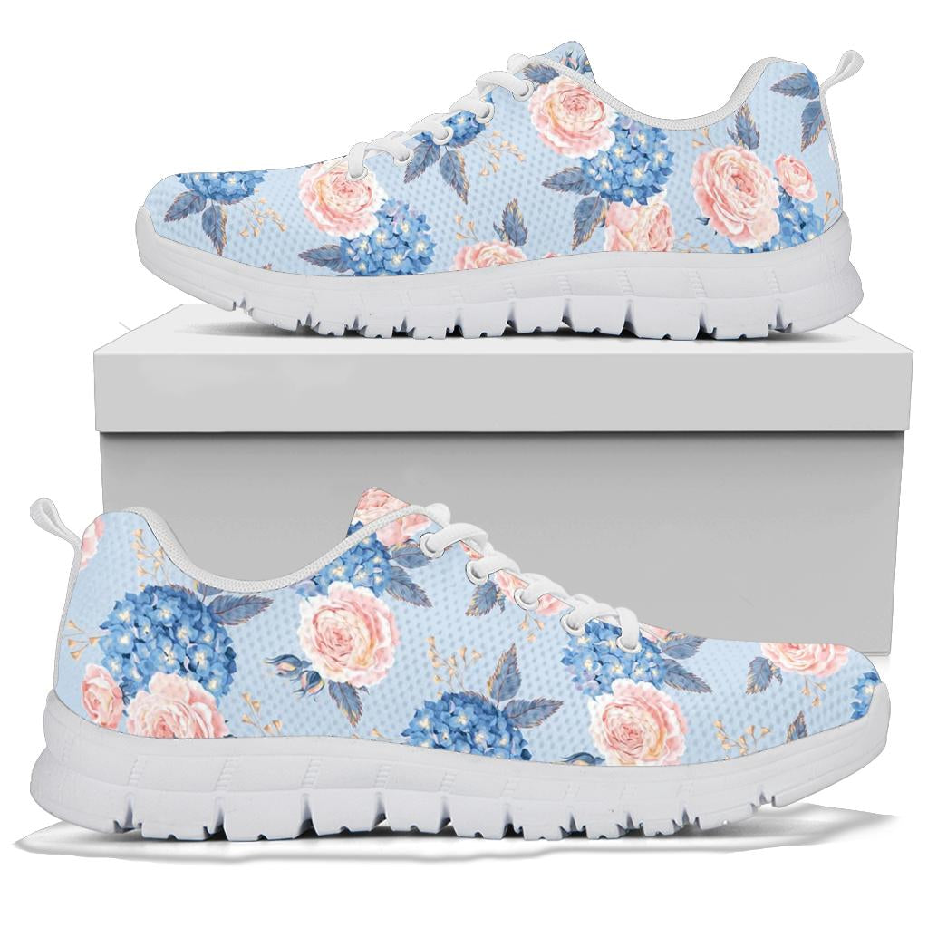 Hydrangea Pattern Print Design HD06 Sneakers White Bottom Shoes