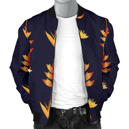 Heliconia Pattern Print Design HL06 Men Bomber Jacket
