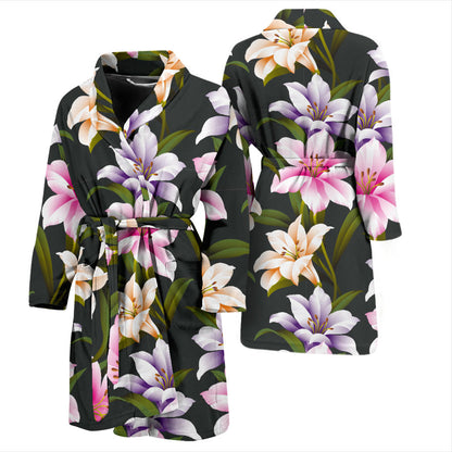 Lily Pattern Print Design LY01 Men Bathrobe