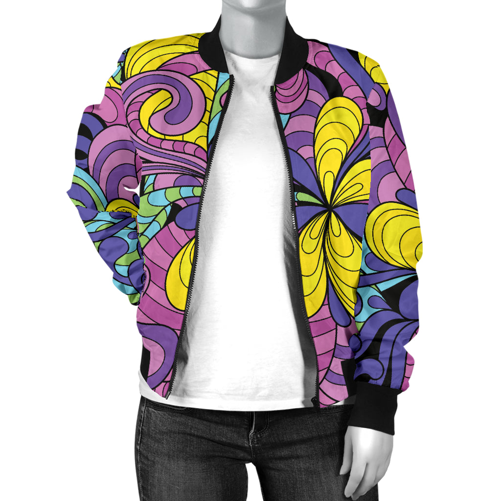 Psychedelic Pattern Print Design A04 Women's Bomber Jacket