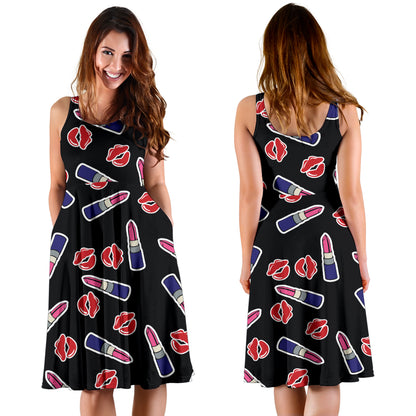 Lipstick Pattern Print Design LT01 Midi Dress