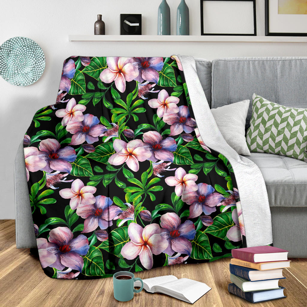 Plumeria Pattern Print Design PM01 Fleece Blanket