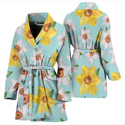 Daffodils Pattern Print Design DF07 Women Bathrobe