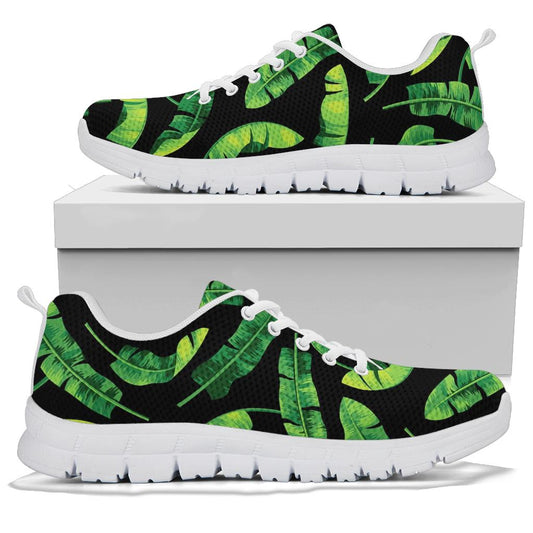 Banana Leaf Pattern Print Design BL02 Sneakers White Bottom Shoes