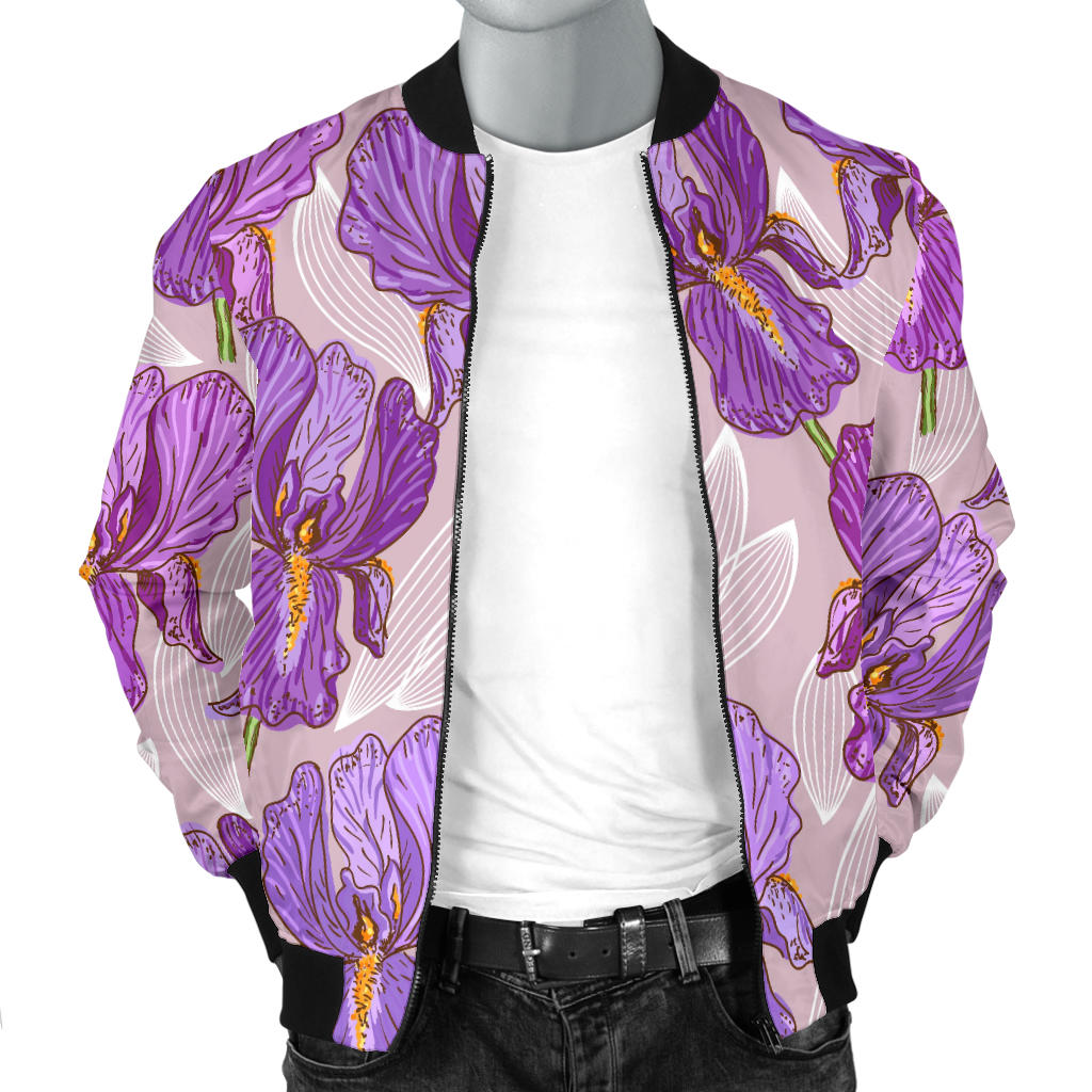 Iris Pattern Print Design IR05 Men Bomber Jacket