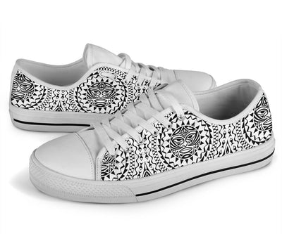 Polynesian Tribal Symbol White Bottom Low Top Shoes