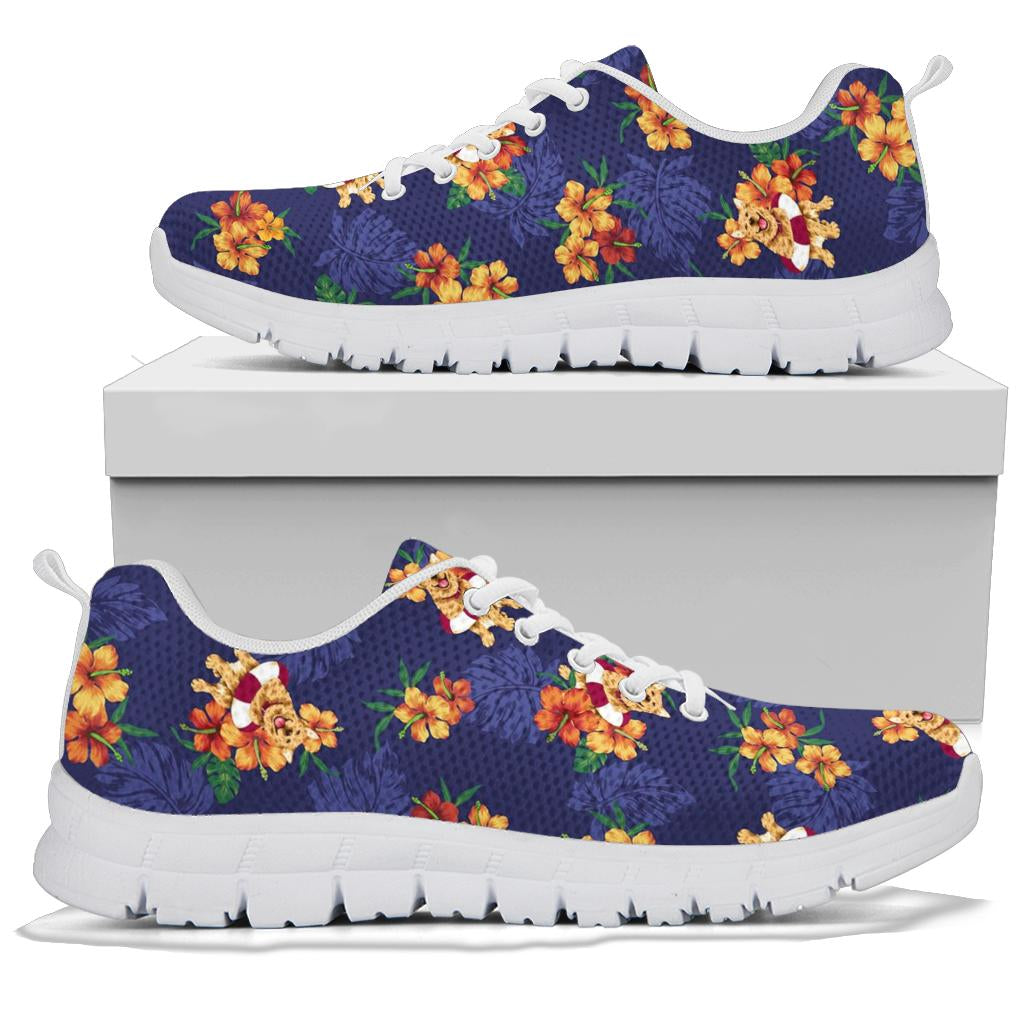 Hawaiian Themed Pattern Print Design H02 Sneakers White Bottom Shoes