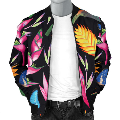 Tropical Flower Pattern Print Design TF016 Men Bomber Jacket