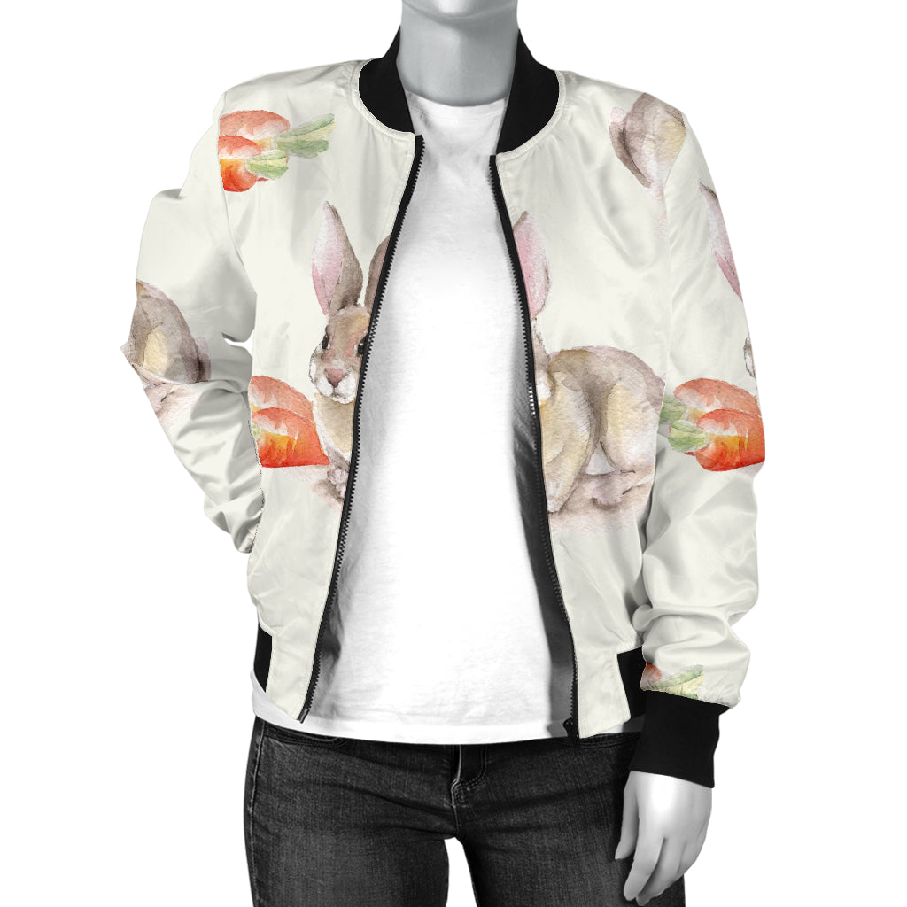 Rabbit Pattern Print Design 01 Women's Bomber Jacket