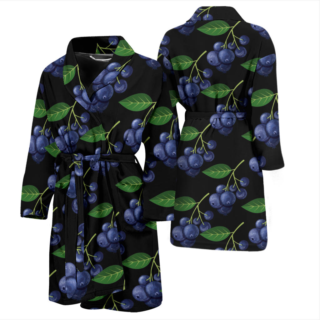 Blueberry Pattern Print Design BB01 Men Bathrobe