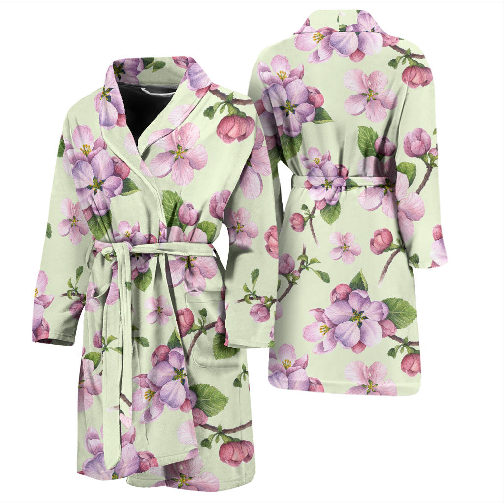 Apple Blossom Pattern Print Design AB05 Men Bathrobe