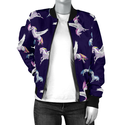 Pegasus Pattern Print Design 02 Women's Bomber Jacket