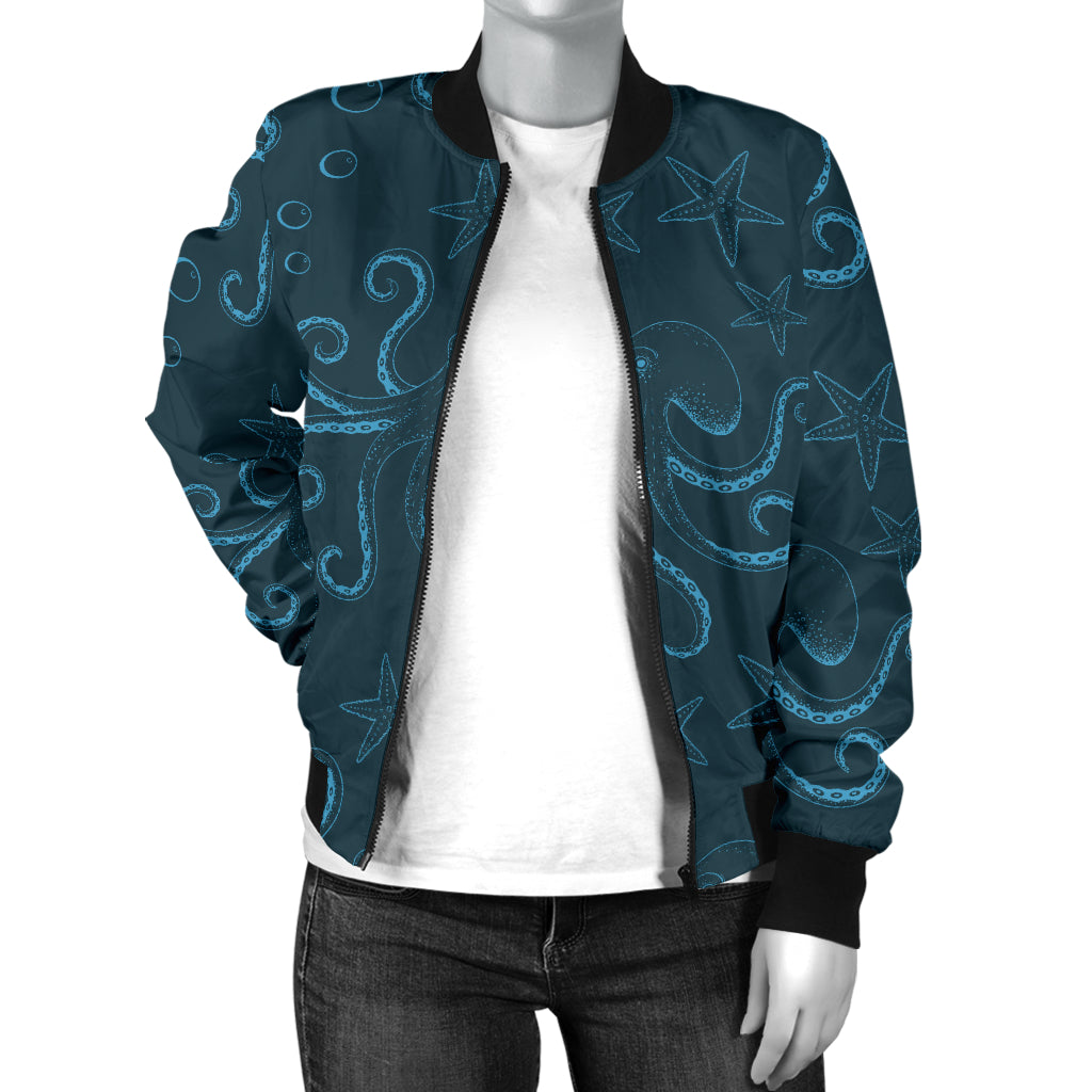 Octopus Pattern Print Design A05 Women's Bomber Jacket