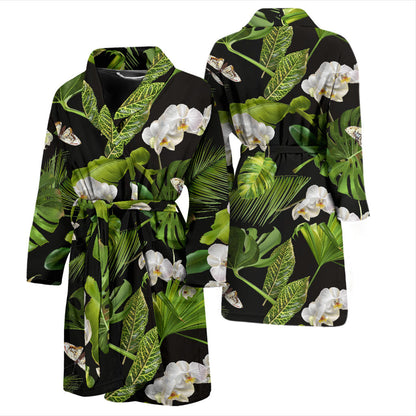 Tropical Flower Pattern Print Design TF026 Men Bathrobe
