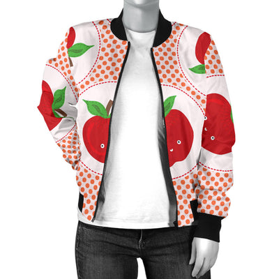 Apple Pattern Print Design AP08 Women Bomber Jacket