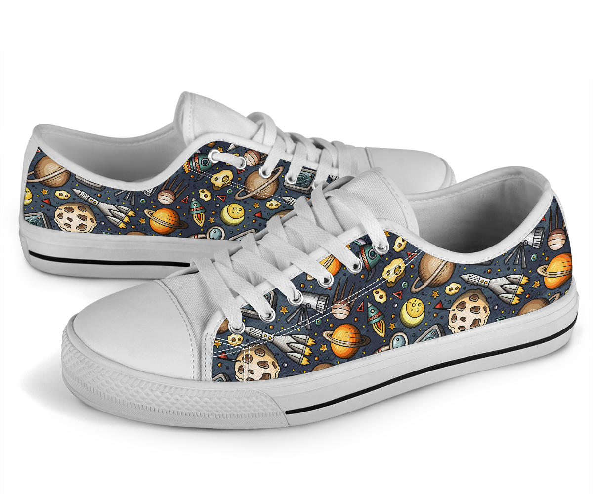 Space Pattern Print White Bottom Low Top Shoes