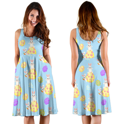 Easter Eggs Pattern Print Design RB015 Midi Dress
