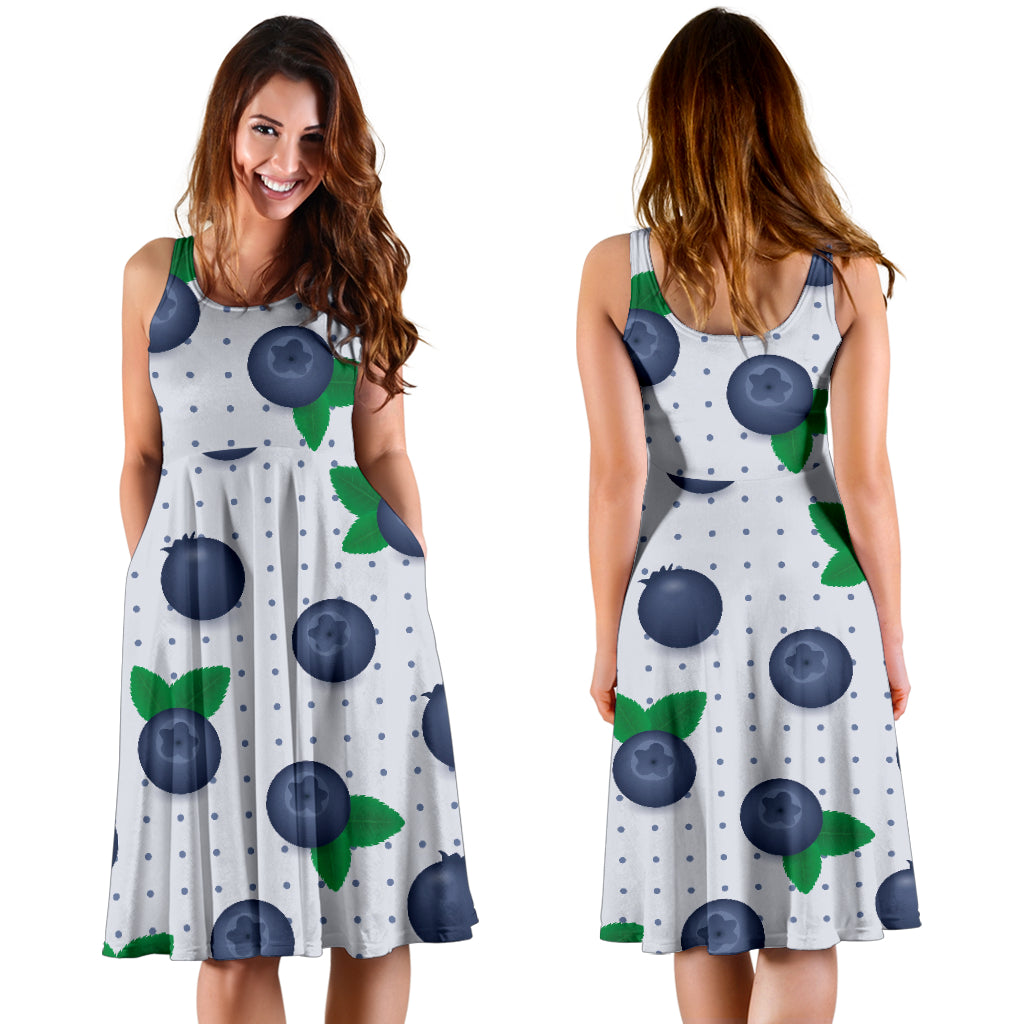 Blueberry Pattern Print Design BB02 Midi Dress