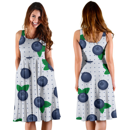 Blueberry Pattern Print Design BB02 Midi Dress