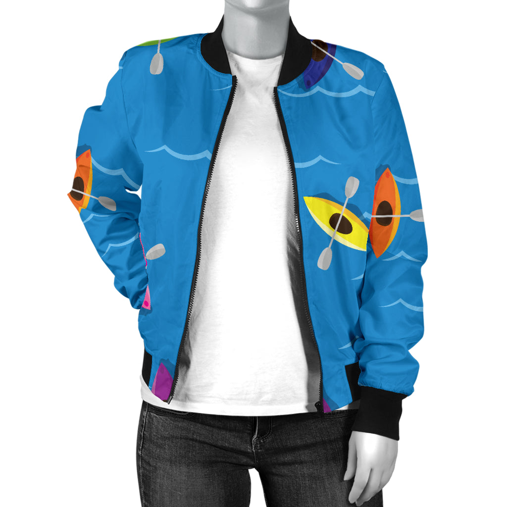 Kayak Pattern Print Design 03 Women's Bomber Jacket